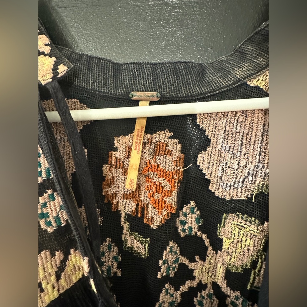 Free People Black Floral Embroidered Blouse - Picture 2 of 2